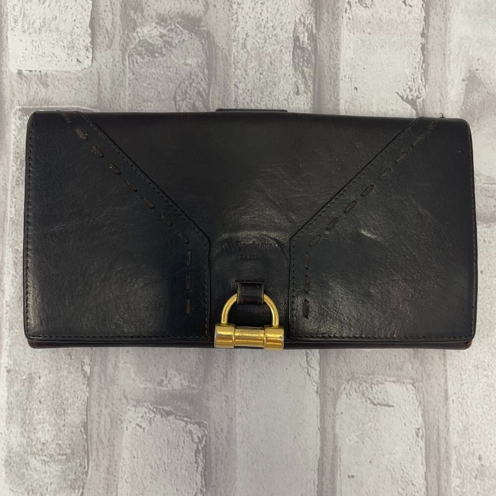 Yves Saint Laurent Vintage Muse Long Wallet in Black Calfskin Leather - Preowned - Picture 1 of 11